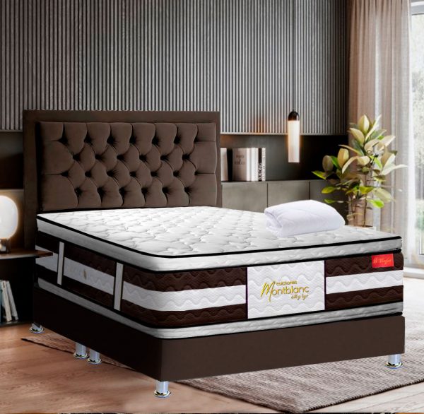 COMBO CONFORT DUAL + BASE CAMA + CABECERO CAPITONEADO MARCO+ LENCERÍA